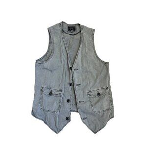 Vintage Converse One Star Gray Button-Up Cotton Vest With Pockets - S